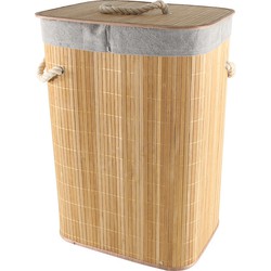 Bamboe houten wasmand/wasgoedmand 29 x 39 x 57 cm - Wasmanden