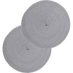 Secret de Gourmet ronde placemat - 4x - zwart/wit - kunststof - 38 cm - Placemats