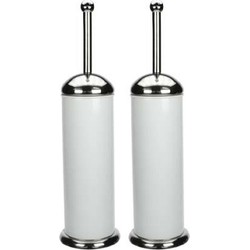 2x Wc-borstel houders RVS wit 40 cm - Toiletborstels