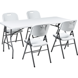 CUGNOLI - Tuinset voor 4 - Wit - 180 cm - Synthetisch materiaal