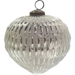 Clayre & Eef Kerstbal  Ø 12 cm Zilverkleurig Grijs Glas Kerstdecoratie