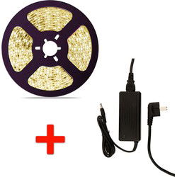 Groenovatie LED Strip Set, 5 Meter, 5 Watt/meter, Warm Wit, Met Adapter