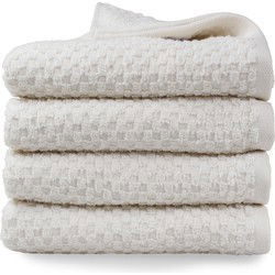 DoubleDry Handdoekenset - Popcorn Weave - 4 Stuks - 50x100 cm - 100% Katoen - OEKO-TEX Made in Green - Crème