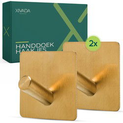 XIVADA Handdoekhaak Paza - Rvs - 3M Tape - Goud - Set van 2