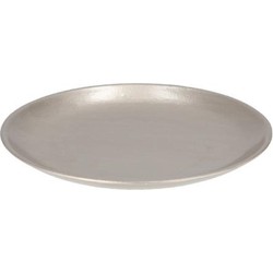 Rond kaarsenbord/kaarsenplateau zilver hout 28 cm - Kaarsenplateaus