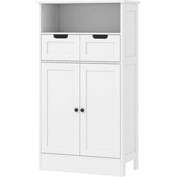 4goodz Badkamerkast met 2 Laden, 2 Deuren en open vak 30x60x109 cm - Wit