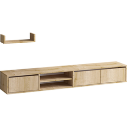 TV-meubel 3 deuren 2 nissen in saffiereikendecor L180 cm - HEKA