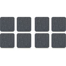 Zeller onderzetters glazen - 8x - vilt - antraciet grijs - 10 x 10 cm - Glazenonderzetters