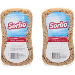 Sorbo Schoonmaakspons - 2x - grote - viscose autospons - 17 x11 cm - Sponzen