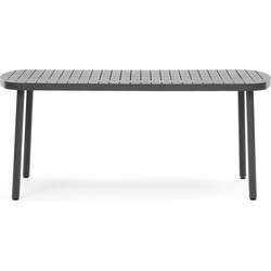 Kave Home - Joncols buitentafel in aluminium met grijs gelakte afwerking 180 x 90 cm