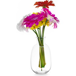 Giftdecor Bloemenvaas Crystal - luxe deco glas - helder transparant - D21 x H36 cm - ovale bol vaas - Vazen