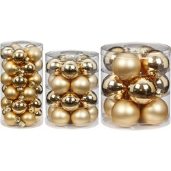 72x stuks glazen kerstballen elegant goud mix 4, 6 en 8 cm glans en mat - Kerstbal