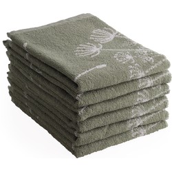 DoubleDry Luxe Keukenhanddoeken Set - 6 Stuks - 50x50 cm - 100% Katoen - Hoge Absorptie & Duurzaam - Dandelion, Groen