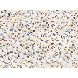 Sanders & Sanders fotobehang terrazzo blauw, beige en bruin - 3,6 x 2,7 m - 600971