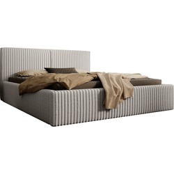 Meubella Tweepersoonsbed Infinity - Grijs - Fluffy ribstof - 160x200 cm