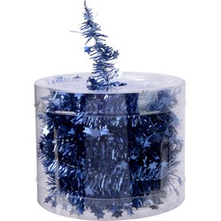 Decoris folieslinger - dun - donkerblauw - met sterren - 700 x 3 cm - Kerstslingers