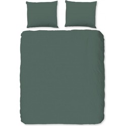 Goodmorning Dekbedovertrek UNI Olive Green-1-persoons (140 x 200/220 cm)