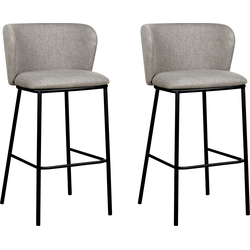 MINA - Barkruk set van 2 - Grijs - Polyester