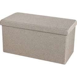 Urban Living Hocker bankje - poef XXL - opbergbox - beige - polyester/mdf - 76 x 38 x 38 cm - Poefs