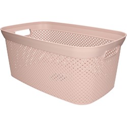 1x Wasmand/wasgoed draagmanden oud roze 35 liter 34 x 54 x 23 cm huishouden - Wasmanden