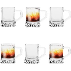 Glasmark Shotglaasjes/borrelglazen - mini bierglas - transparant glas - 6 stuks - 25 ml - Drinkglazen