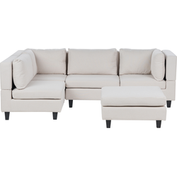UNSTAD - 4-zitsbank met ottomaan - Lichtbeige - Rechts -  Polyester