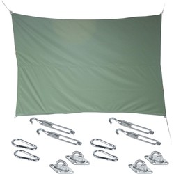 Premium kwaliteit schaduwdoek/zonnescherm Shae rechthoekig groen 2 x 3 meter met ophanghaken - Schaduwdoeken