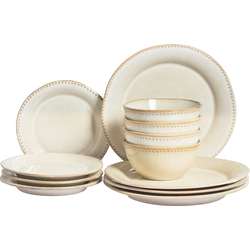 Beliani CHERVIL - Serviesset-Beige-Steengoed