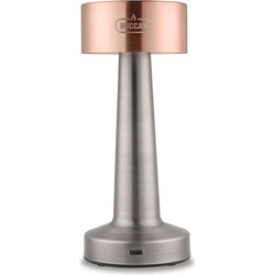 Buccan - Dumbbell tafellamp - Rosegoud en zilver - 3 lichtstanden en touchpanel