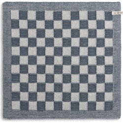 Knit Factory Gebreide Keukendoek - Keukenhanddoek Block - Ecru/Granit - 50x50 cm