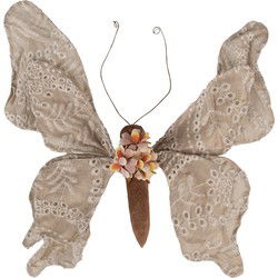 Clayre & Eef Decoratie Vlinder Beige Synthetisch