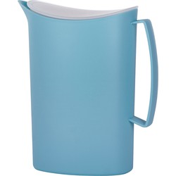 Juypal Schenkkan/waterkan - blauw - 2 liter - kunststof - L20 x H23 cm - met deksel - Schenkkannen