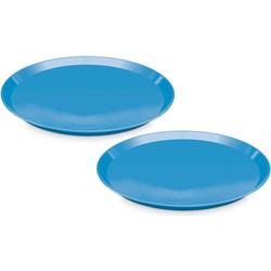 Set van 2x stuks blauw rond dienblad/serveerblad van kunststof 34 cm - Dienbladen