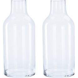 2x Flesvormige bloemenvazen/decoratie vazen/boeketvazen transparant glas 3300 ml - Vazen