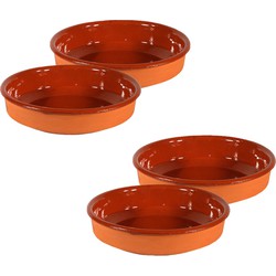 4x Terracotta tapas bakjes/schaaltjes 14 cm en 12 cm - Snack en tapasschalen