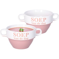 Soepkommen - 2x - Soep van de dag - oud roze - Stapelbaar - Kommetjes
