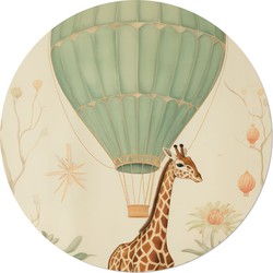 Muurcirkel Vintage Luchtballon Giraf