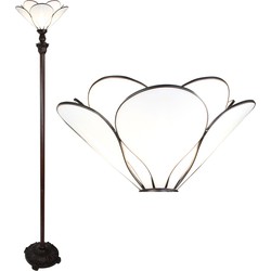 LumiLamp Tiffany Vloerlamp  Ø 31x183 cm  Wit Glas Kunststof Staande Lamp