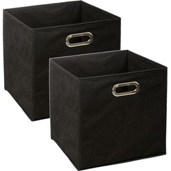 Set van 2x stuks opbergmand/kastmand 29 liter zwart linnen 31 x 31 x 31 cm - Opbergmanden