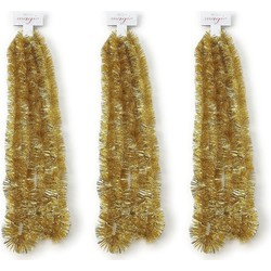 3x Kerst lametta guirlandes goud 270 cm kerstboom versiering/decoratie - Kerstslingers