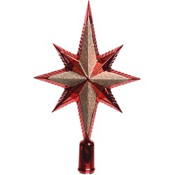 Decoris piek - ster vorm - kunststof - rood - 2,5 cm - kerstboompieken