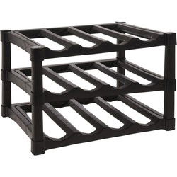 EH Wijnrek - zwart - kunststof - 39 x 30 x 25 cm - 12x flessen - Wijnrekken