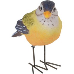 Decoratie Tuinbeeld vogeltje - putter - metaal - 10 cm - Tuinbeelden