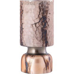 PTMD Windlicht Belinsu - 12x12x25 cm - Glas - Koper