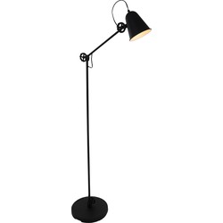 Retro Vloerlamp - Anne Light & Home - Metaal - Retro - E27 - L: 28cm - Voor Binnen - Woonkamer - Eetkamer - Zwart
