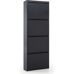 Kave Home - Ode schoenenkast 50 x 136 cm, 4 deuren, zwart