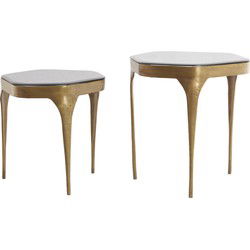 Light&living Bijzettafel S/2 max 50x45,5x50 cm AVI glas smoke+antiek brns