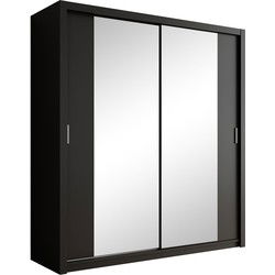 Meubella - Kledingkast Blake - Mat Zwart - 200 cm - Met spiegel