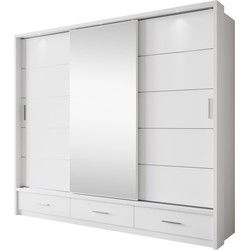 Meubella - Kledingkast Autumn - Wit - 250 cm - Met spiegel