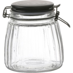 Urban Living Weckpot/inmaakpot - 1L - glas - met beugelsluiting - mat zwarte deksel - Weckpotten